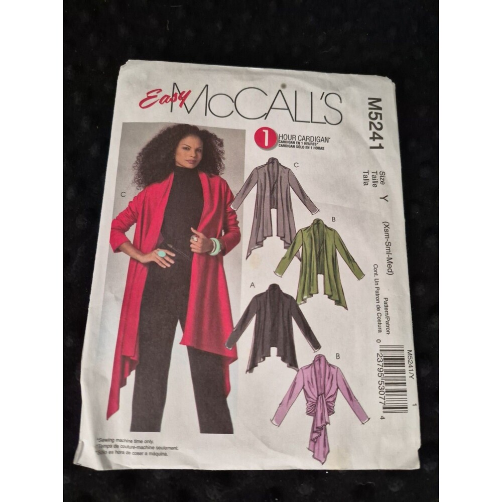 McCall's M5241 Misses Cardigan Sewing Pattern - sizes Xsm, Sml, Med - UNCUT